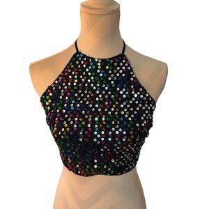 Bear Dance Multicolor Sequin Crop Top